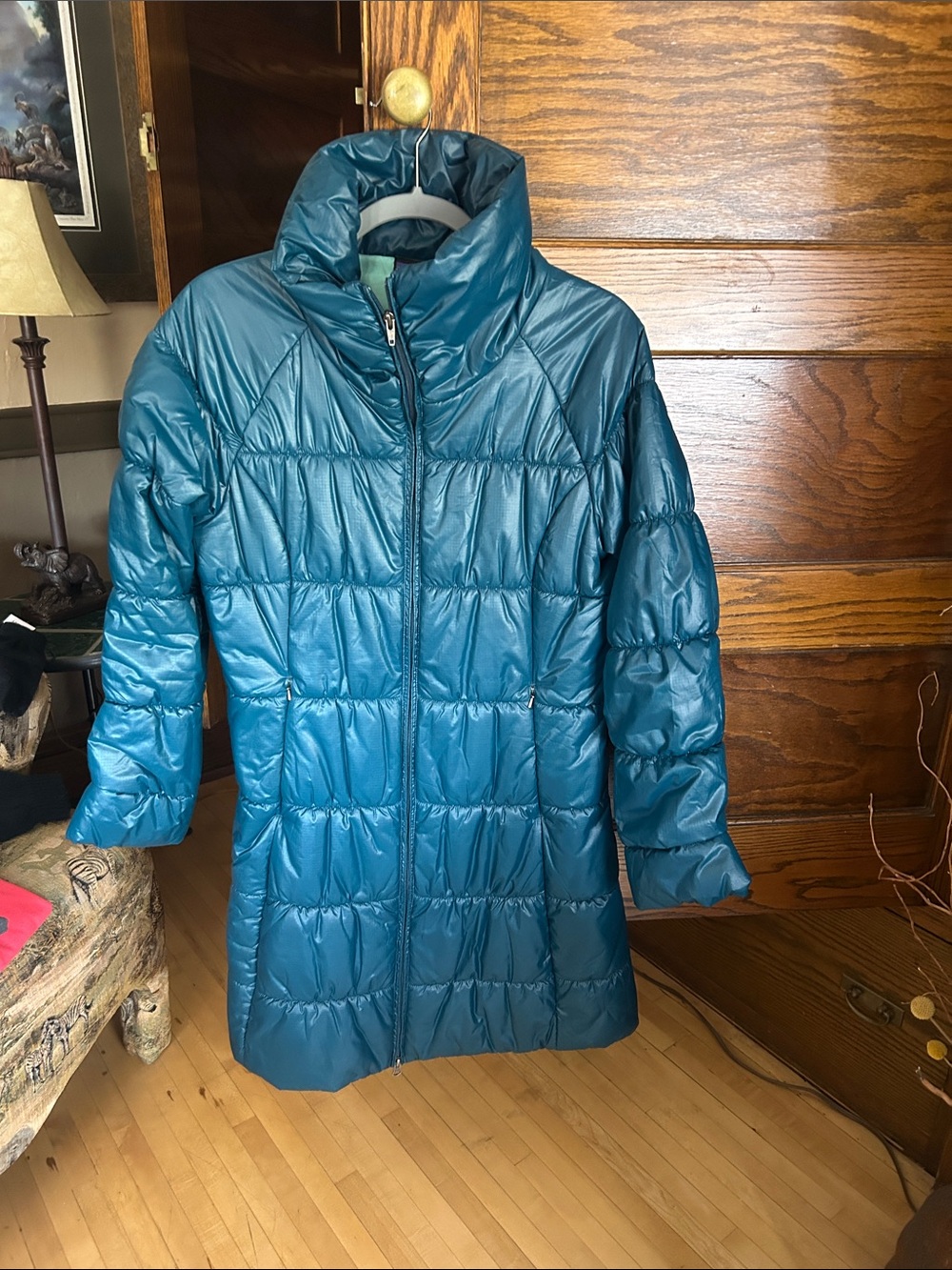 Patagonia Teal Long Quilted Puffer Coat - Women's